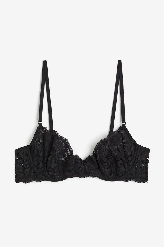 H&M Non-padded Underwire Embroidered Demi Bra