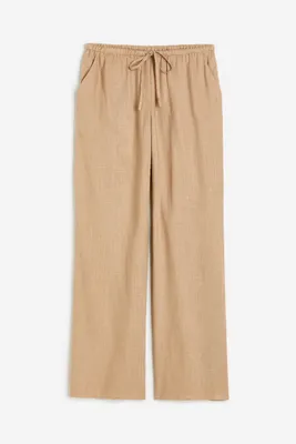 Pantalon en lin mélangé avec taille élastique