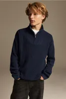 Rib-knit Half-zip Sweater