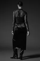 Crushed-velvet Midi Skirt