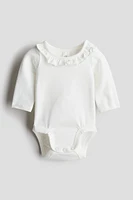 Cotton Bodysuit with Ruffle Collar