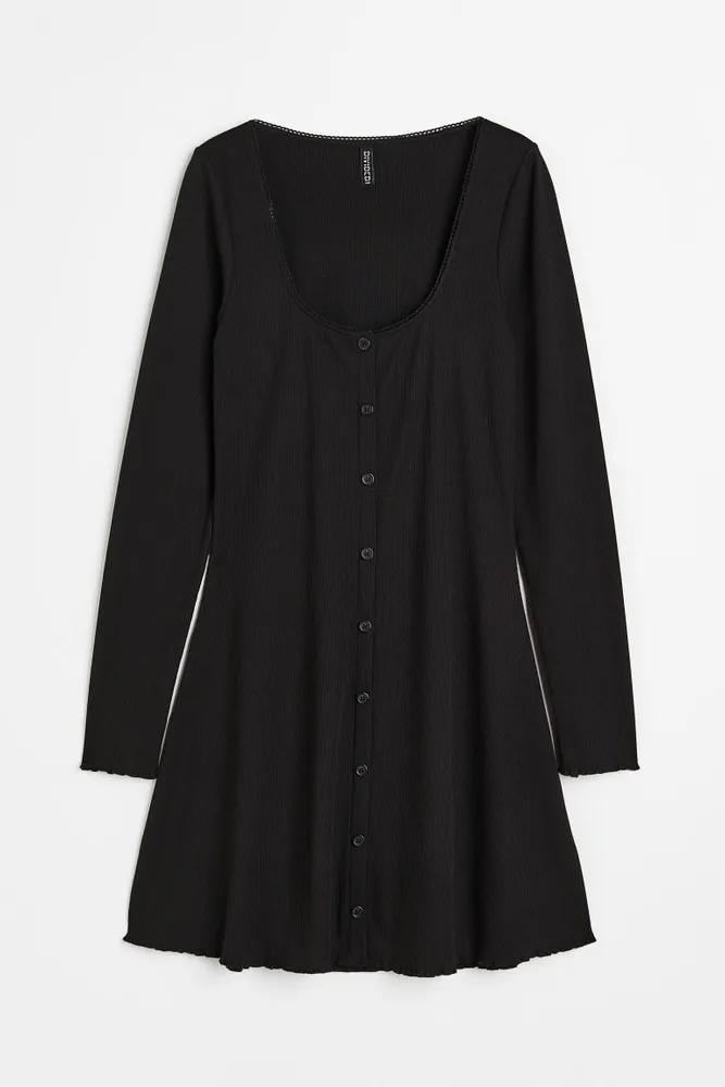 H&M Lace-trimmed Ribbed Dress