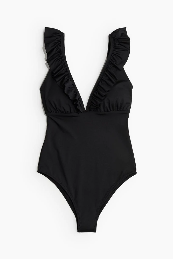 Padded-cup Ruffle-trimmed Swimsuit