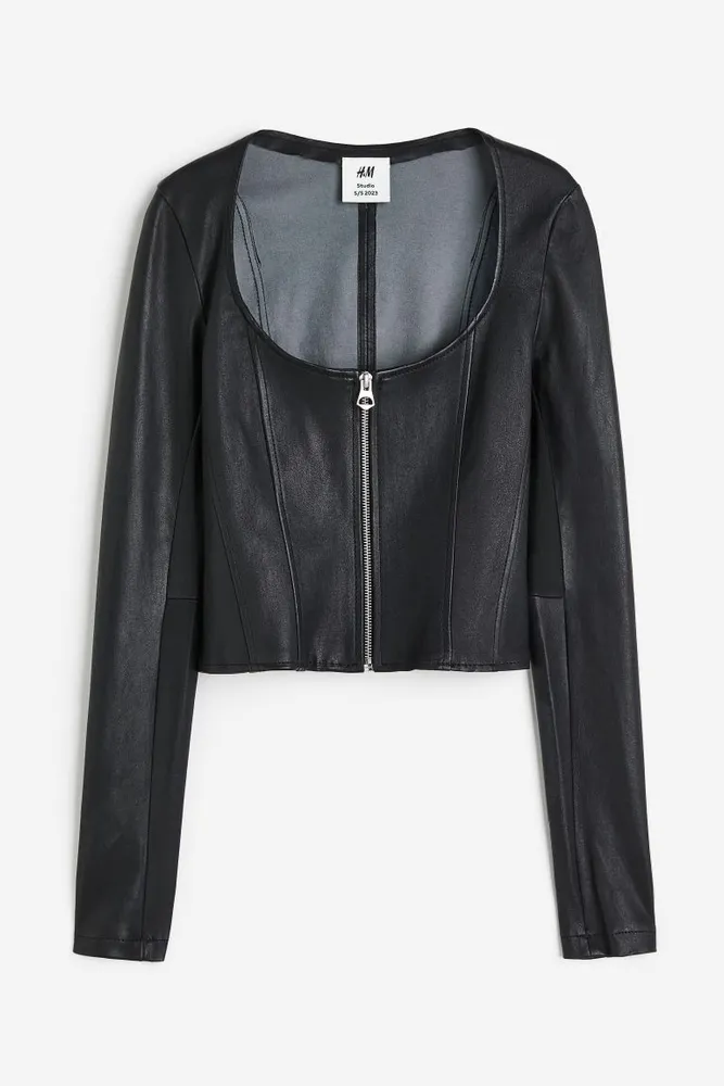 Zip-front Leather Top