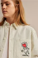 Cotton Poplin Shirt with Embroidered Motif