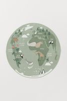 Tapete circular de algodón con diseño de mapamundi