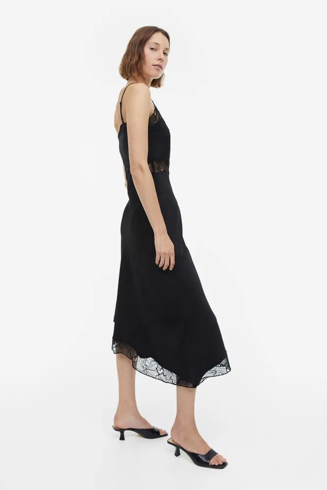 Lace-trimmed slip dress