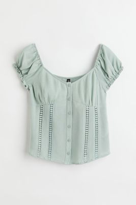 Lace-trimmed Crêped Top