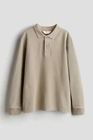 Long-sleeved Cotton Pique Polo Shirt
