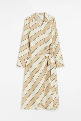 Linen-blend Wrap Dress