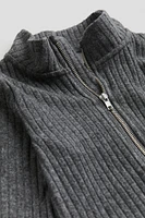 Ribbed Cardigan with Zipper