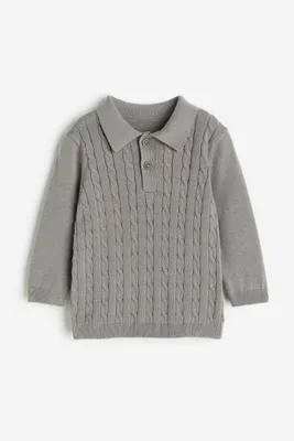 Cable-knit Polo Sweater