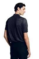 Slim Fit Glittery Fine-knit Polo Shirt