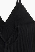 Scalloped-edge Rib-knit Sleeveless Top