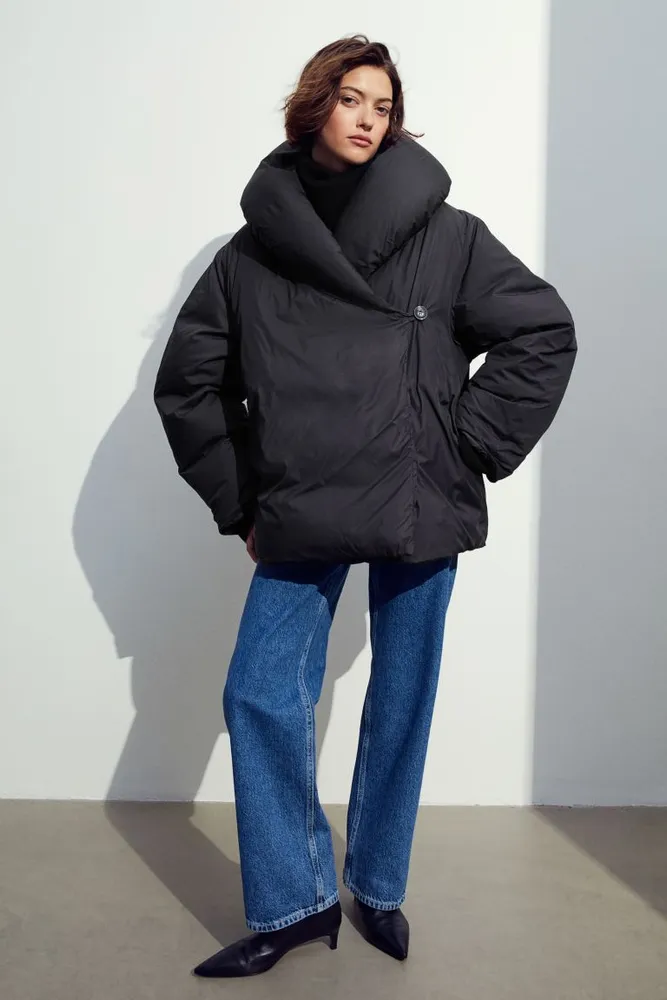 Down Jacket with Large Collar