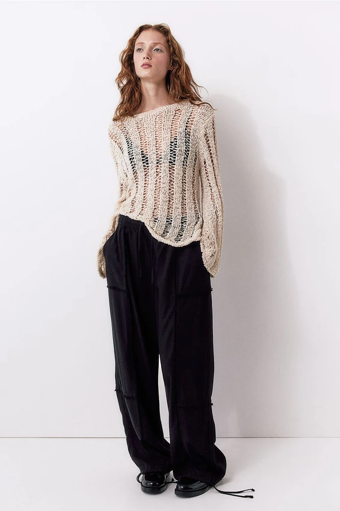 Linen-blend Parachute Pants