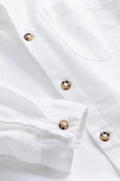 Linen-blend Band Collar Shirt