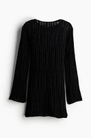 Ladder-stitch-look Knit Mini Dress