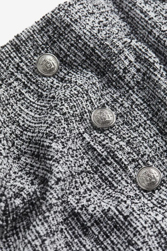 Textured Button-front Skirt