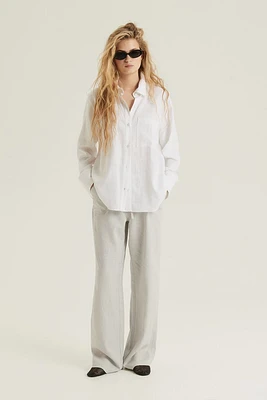 Linen-blend Straight Pants