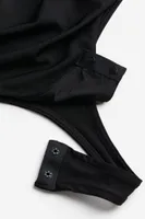 Draped V-neck Thong Bodysuit