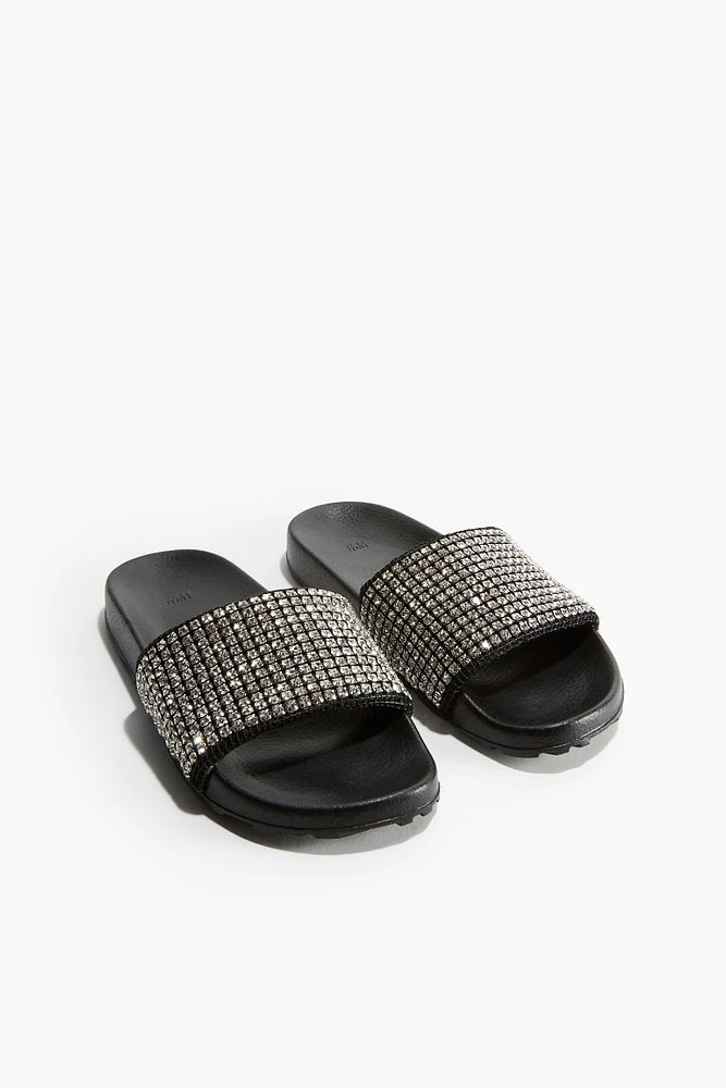 Rhinestone-embellished Pool Slide Shoes