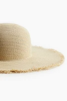 Frayed-edge Straw Hat