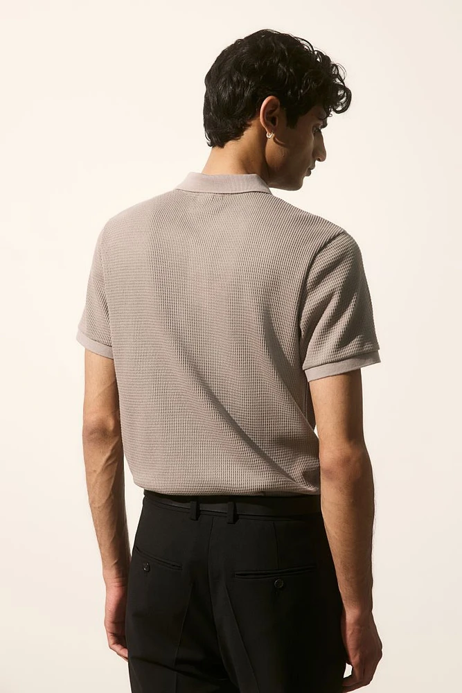 Slim Fit Waffled Polo Shirt