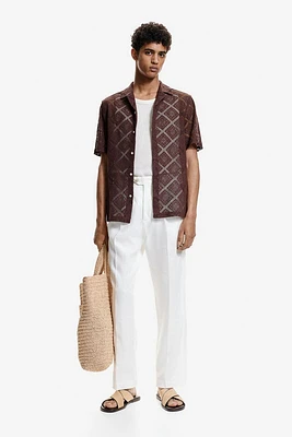 Regular Fit Crochet-look Resort Shirt