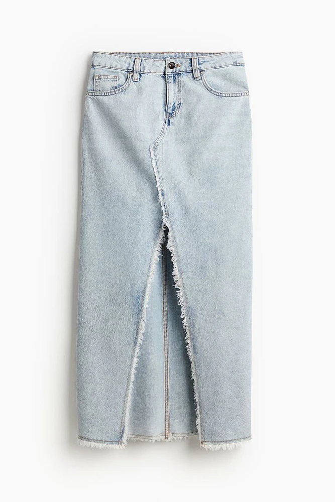 Frayed-edge Denim Skirt