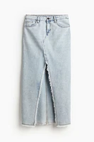 Frayed-edge Denim Skirt