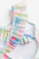 Flounce-trimmed Printed Swimsuit