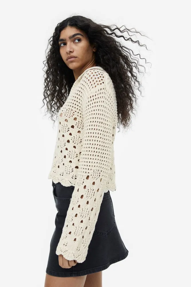 H&M Pointelle-knit Cotton Sweater