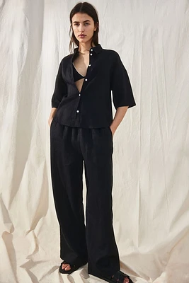 Wide-leg Linen Pants