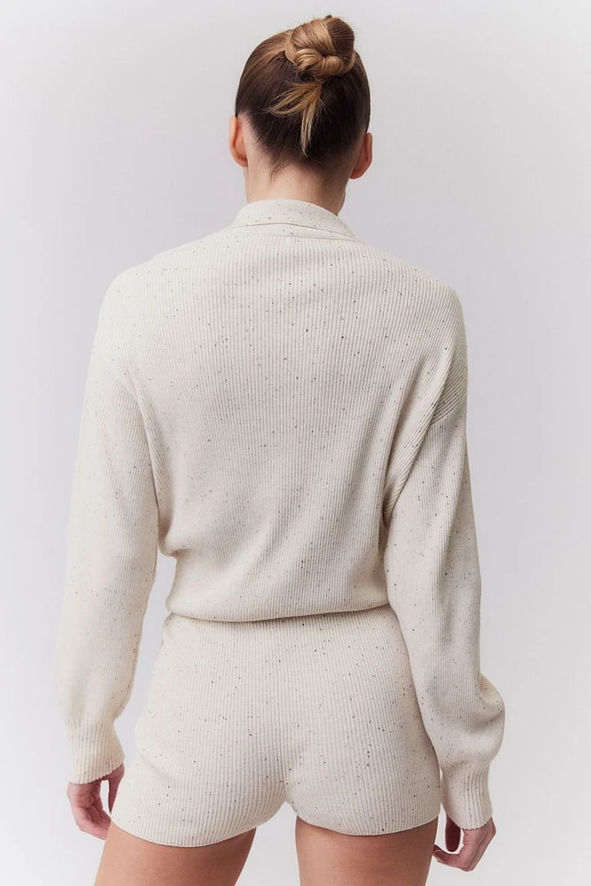 Rib-knit Sweater with Collar