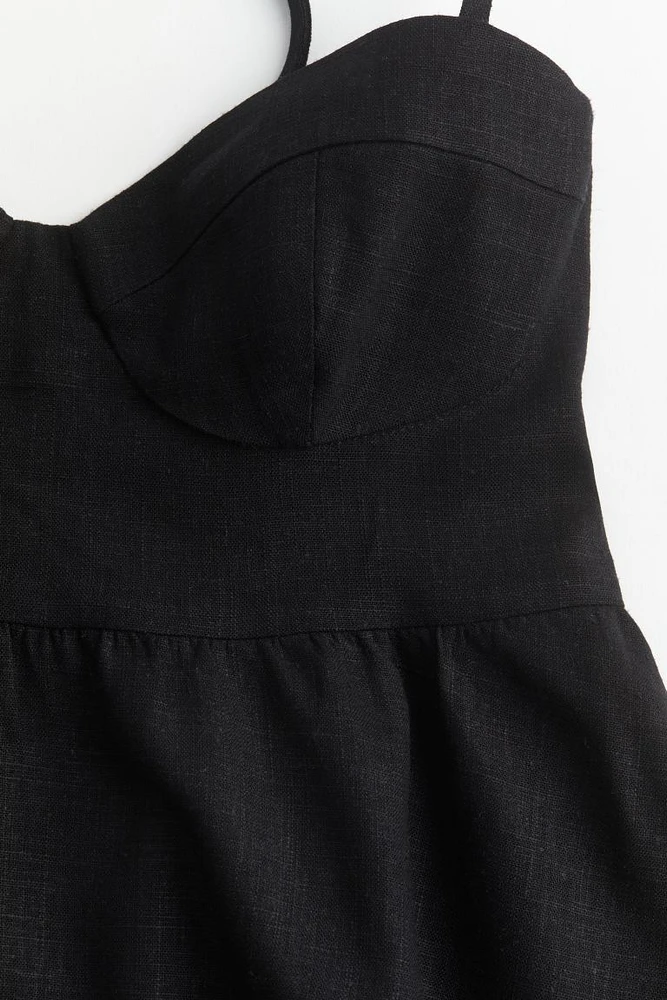 Linen-blend Bustier Top