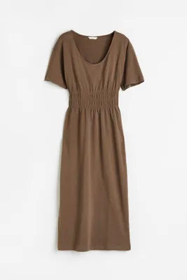 Smocked-waist Jersey Dress