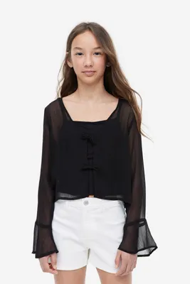 Tie-detail Blouse with Camisole Top