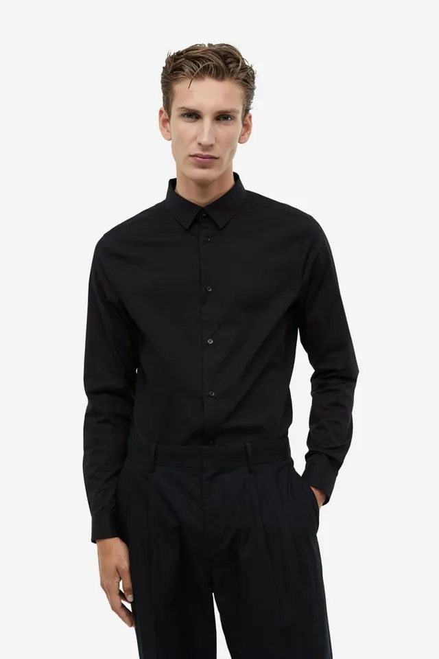 Men black slim fit shirt – Godshandfashion