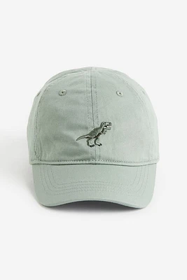 Embroidered-motif Cotton Cap