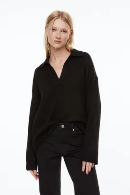 Fine-knit Collared Sweater