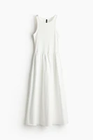 Poplin-skirt Ribbed Jersey Dress