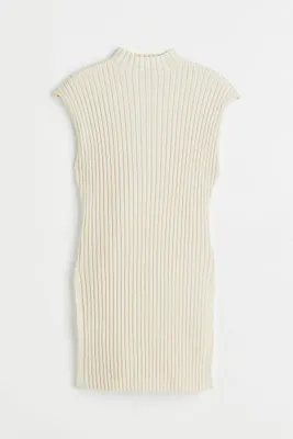 Mock-turtleneck Rib-knit Dress