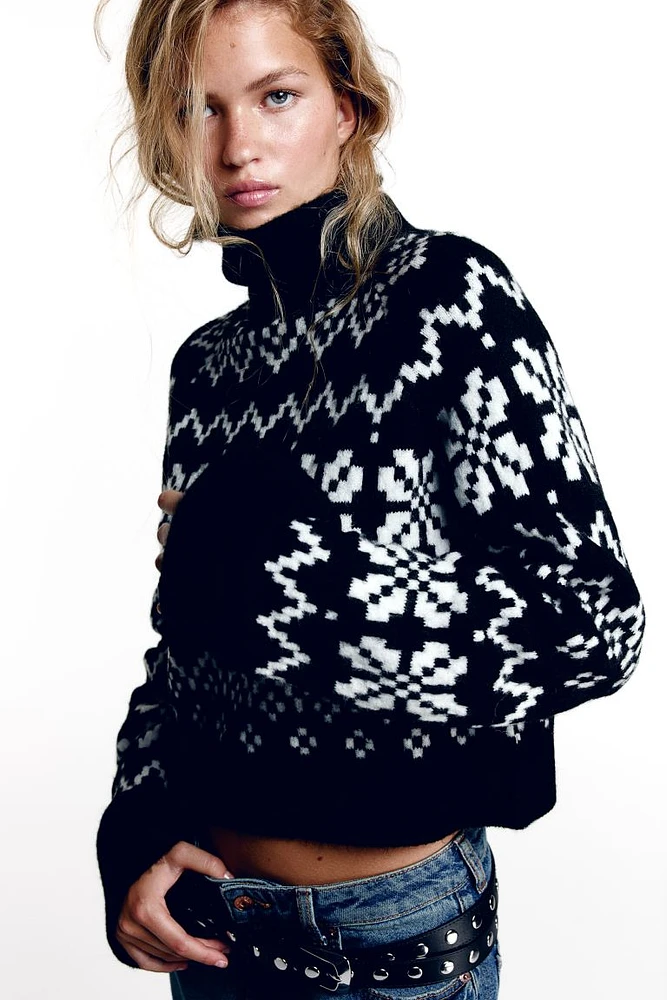 Jacquard-knit Turtleneck Sweater