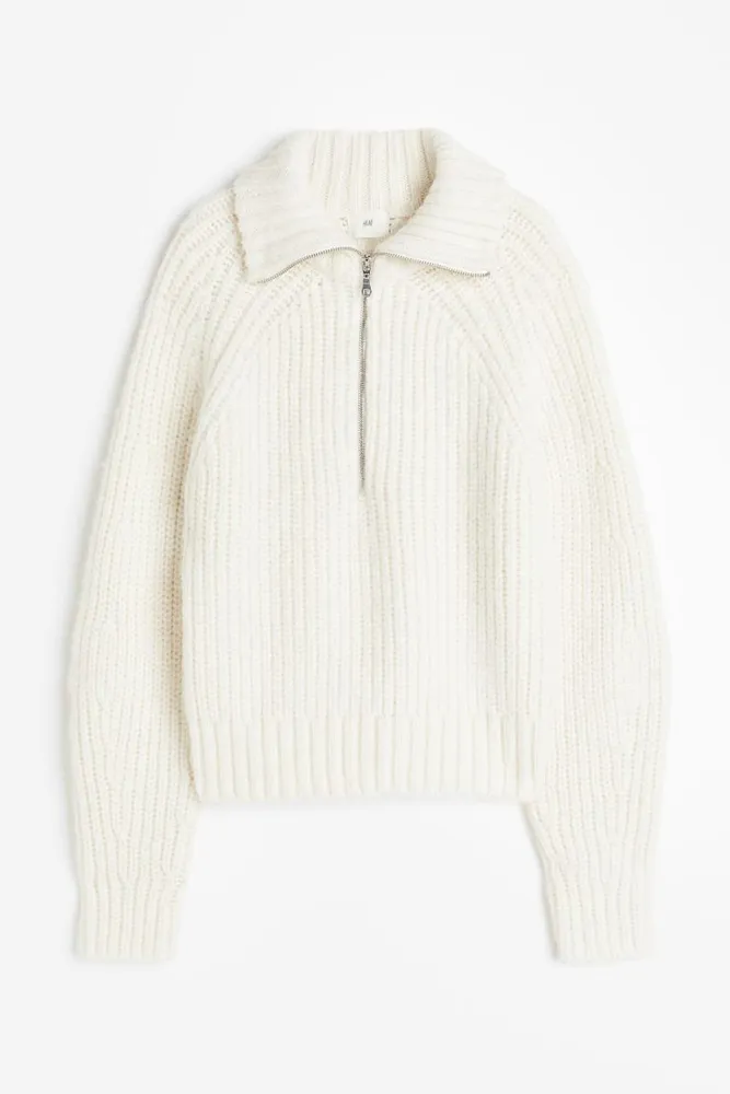 Rib-knit Half-zip Sweater