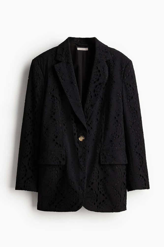 Oversized Jacket with Eyelet Embroidery