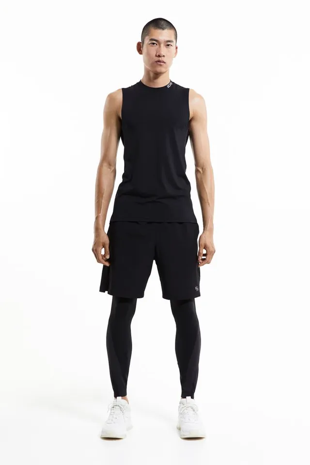 DryMove™ Seamless Jacquard-knit Sports Leggings - Dark gray
