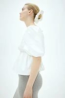 Tie-detail Puff-sleeved Blouse