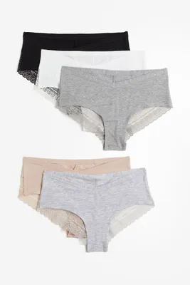 MAMA 5-pack Lace-trimmed Cotton Hipster Briefs