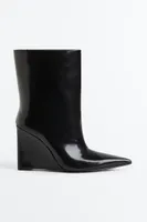 Wedge-heeled Leather Boots